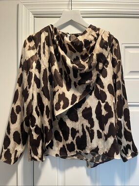 River Island Brown and Cream Animal Print Draped Blouse
